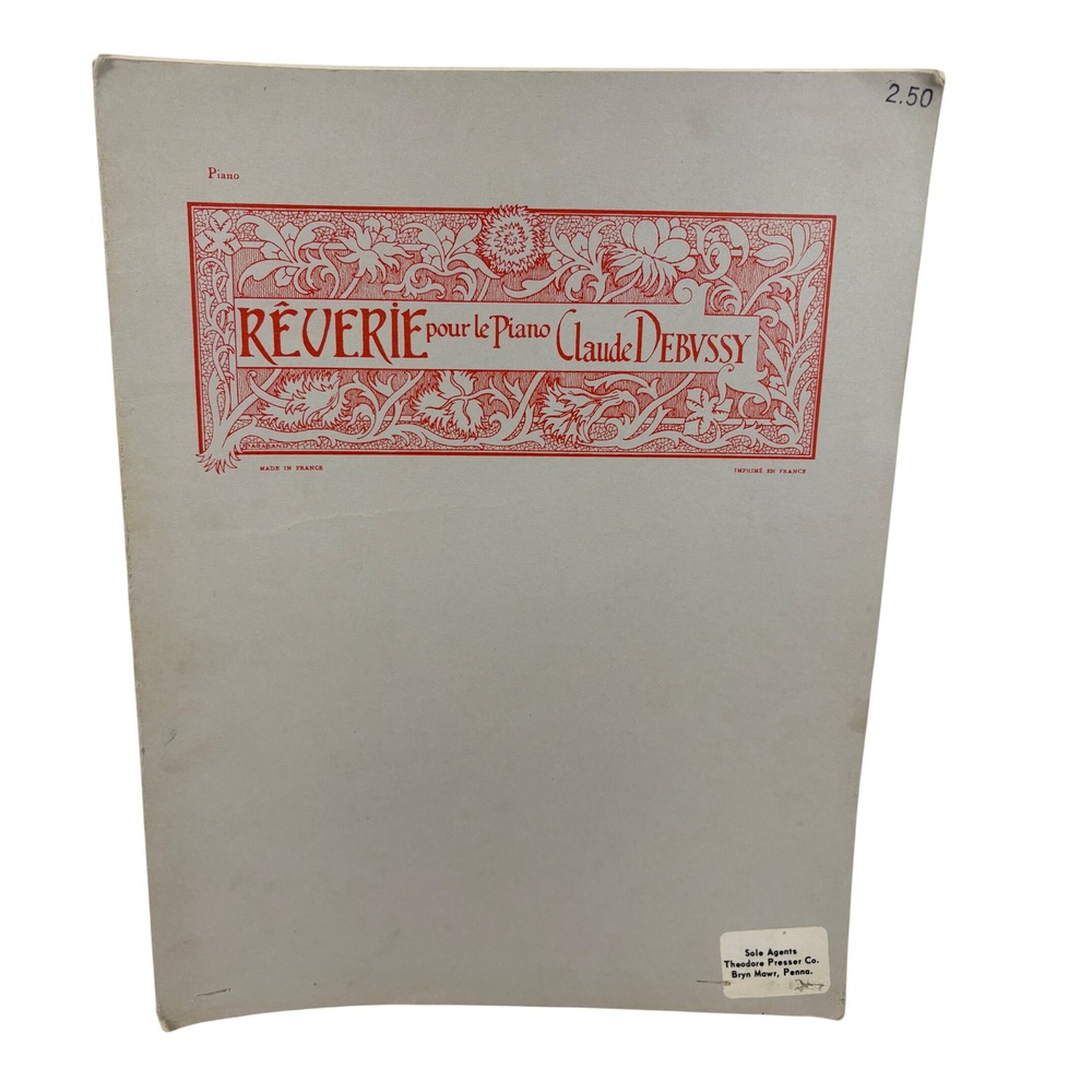 Claude Debussy Reverie pour le Piano Sheet Music 1952 Jobert Paris Vintage Red